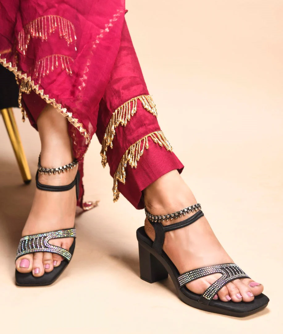 Jm Looks Embellished Block Heels for Women - Image 8