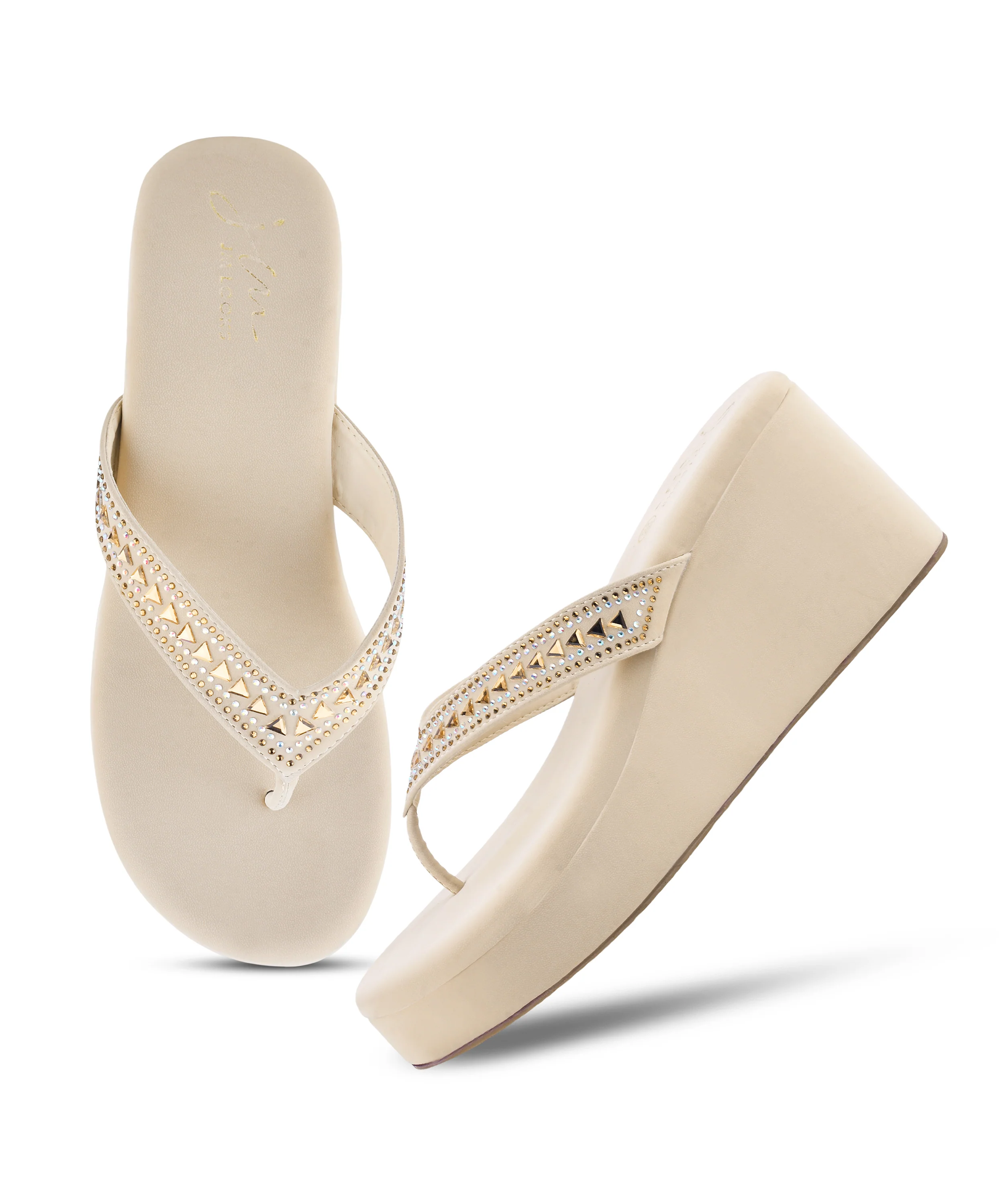 Elegant Studded Platform Flip Flops - Image 11