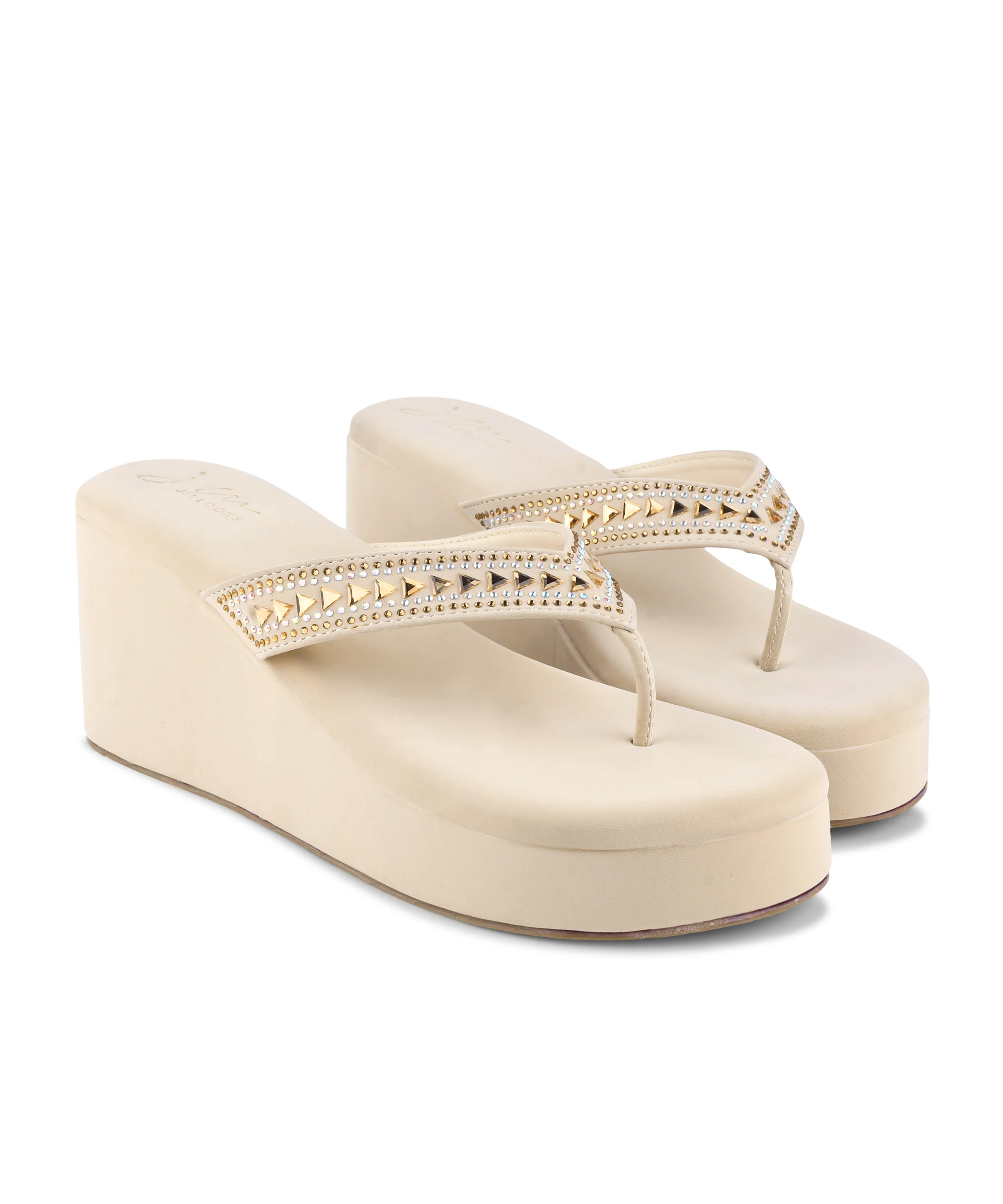 Elegant Studded Platform Flip Flops - Image 12