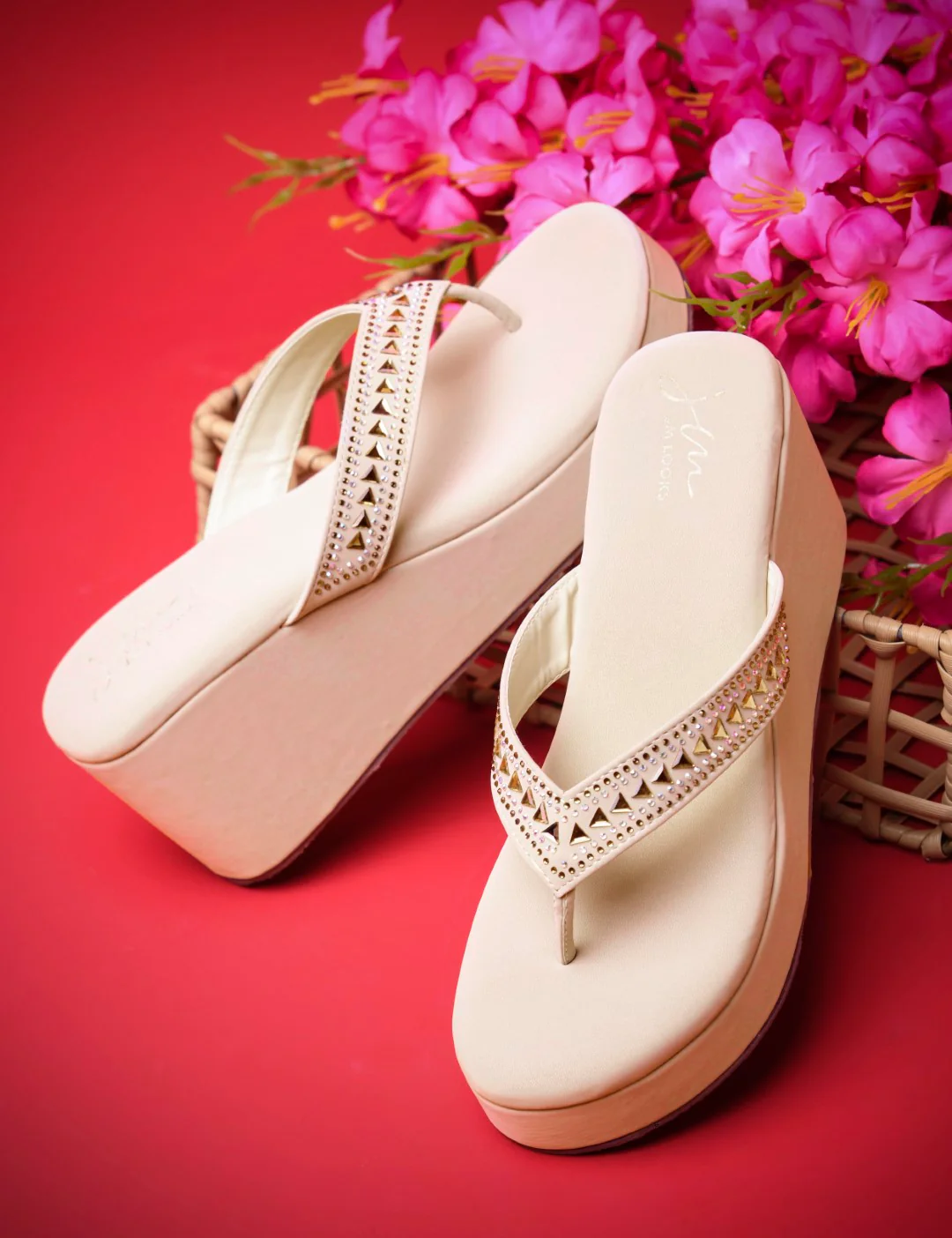 Elegant Studded Platform Flip Flops - Image 7