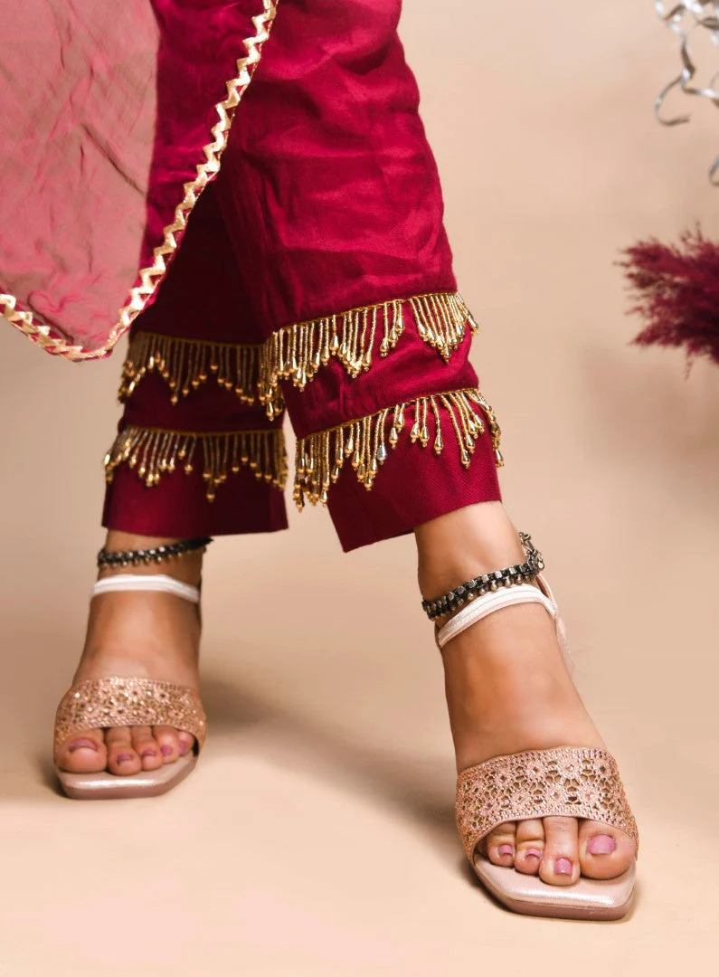 Jm Looks Embellished Low Block Heels for Women - Image 10