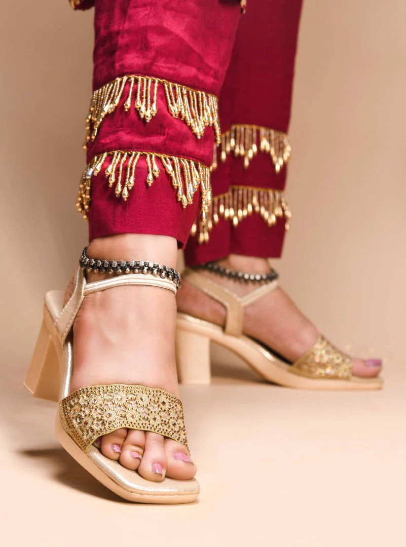 Jm Looks Embellished Low Block Heels for Women - Image 5