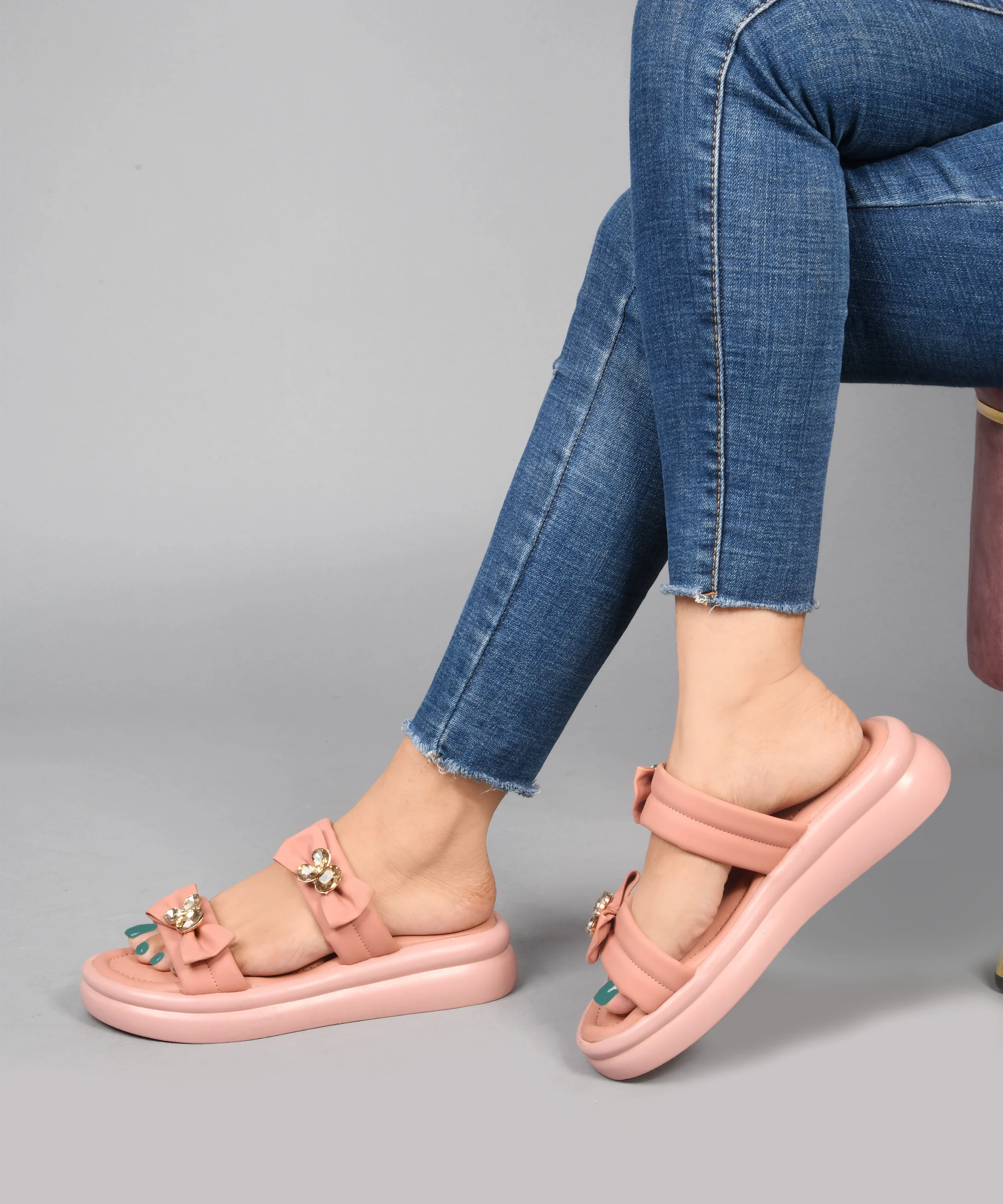 Embellished Bow Platform Slides - Image 10