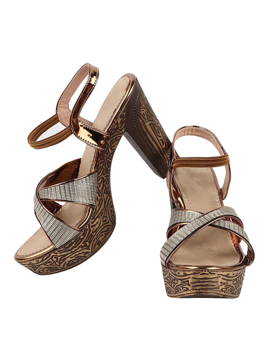Jm Looks Women's Embellished Block Heel Sandals - Image 4