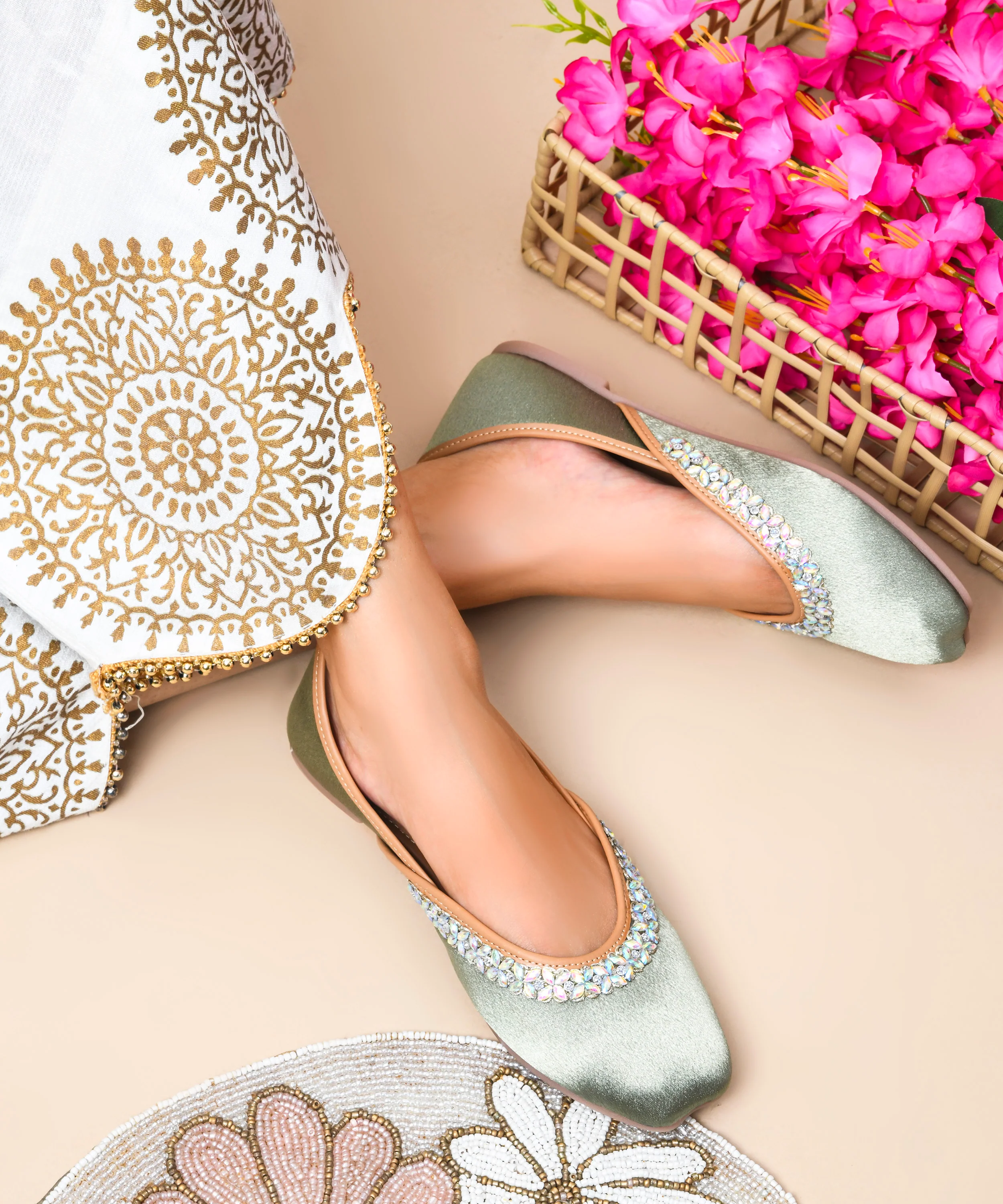 Embellished Crystal Work Ethnic Juttis - Image 11