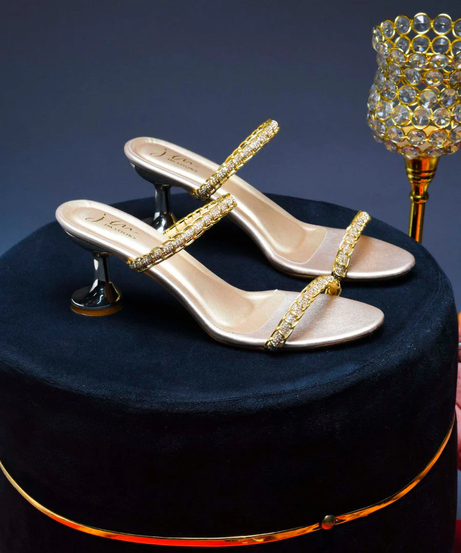 Embellished Double Strap Spool Heel Sandals - Image 8