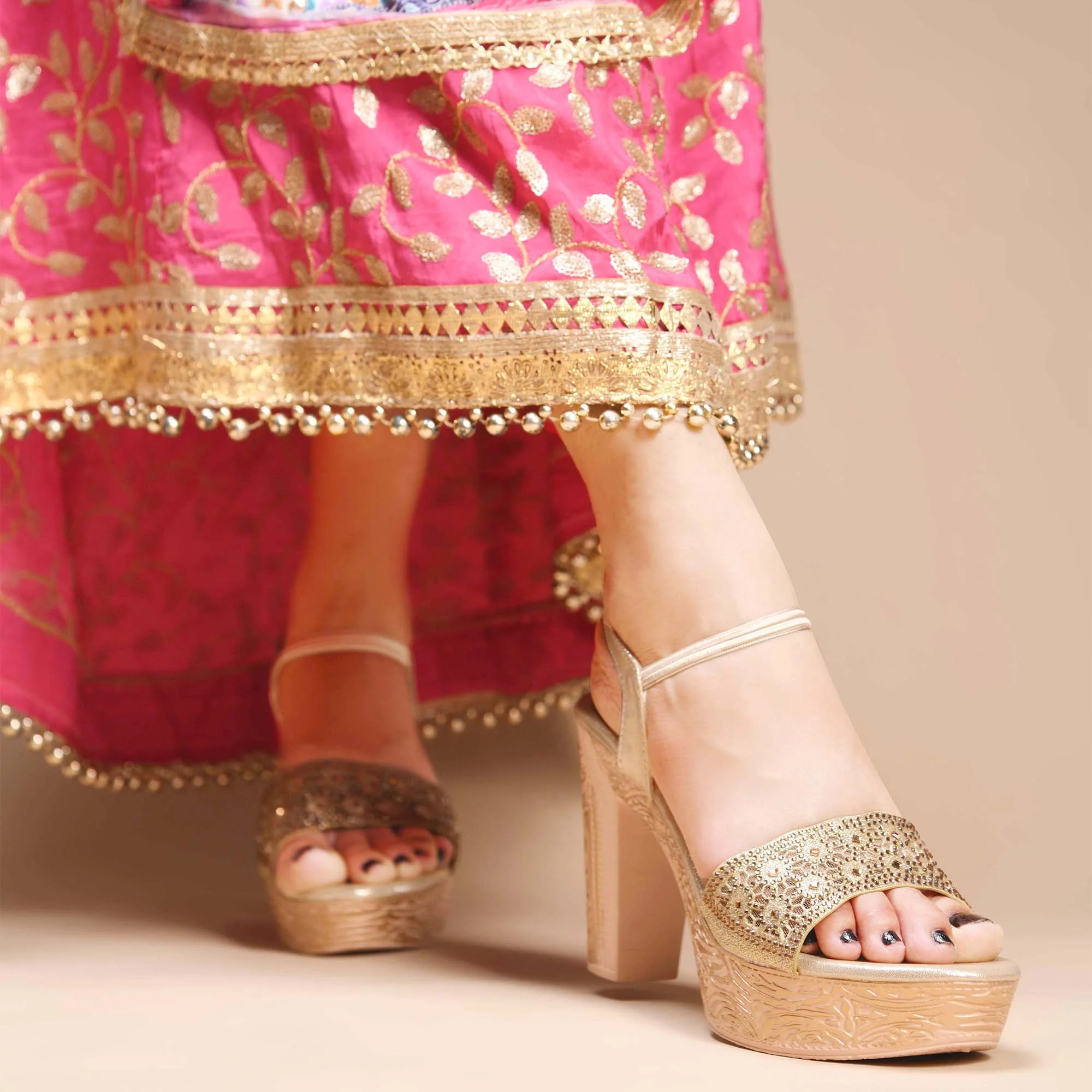 Embellished Ethnic Heels