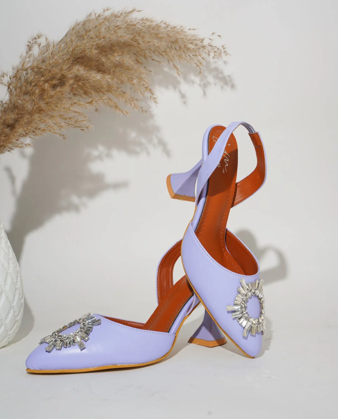 Embellished Kitten Heel Sandals with Ankle Strap
