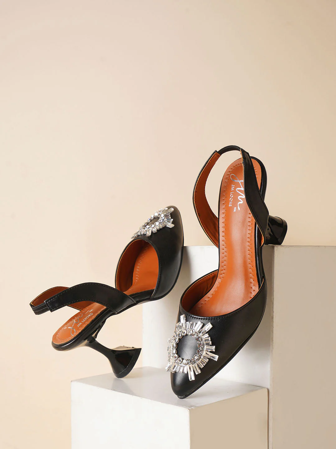 Embellished Kitten Heel Sandals with Ankle Strap - Image 11