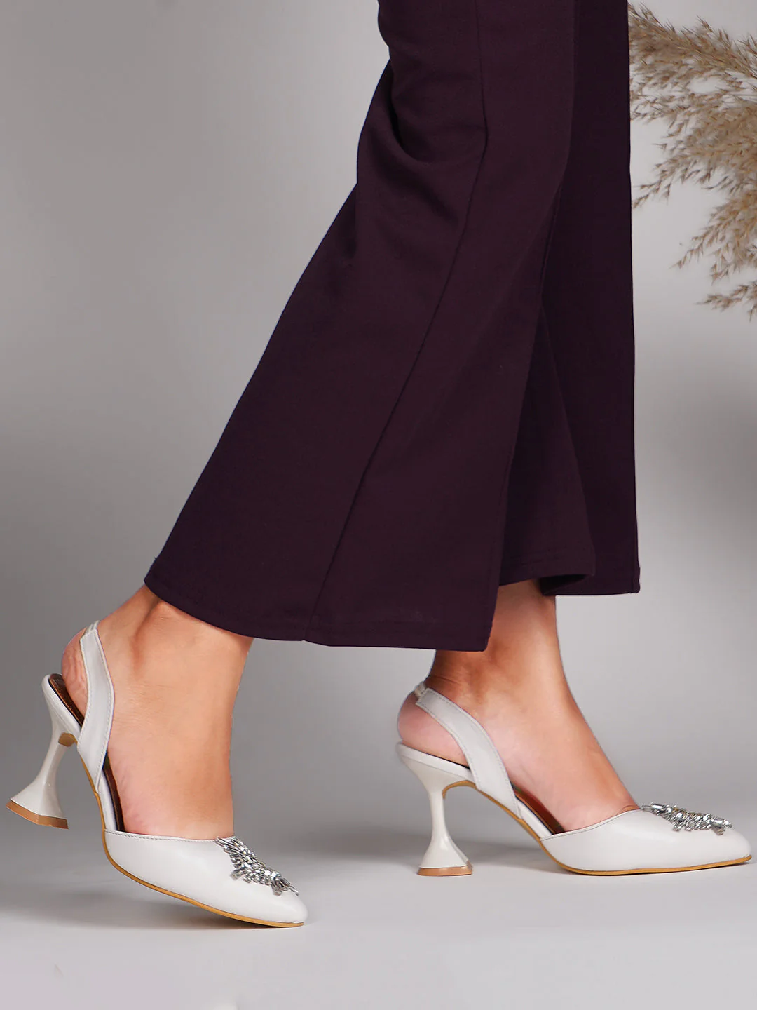 Embellished Kitten Heel Sandals with Ankle Strap - Image 8