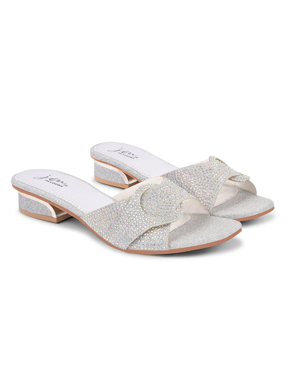 JM Looks Women's Embellished Buckle Detail Mules - Image 11