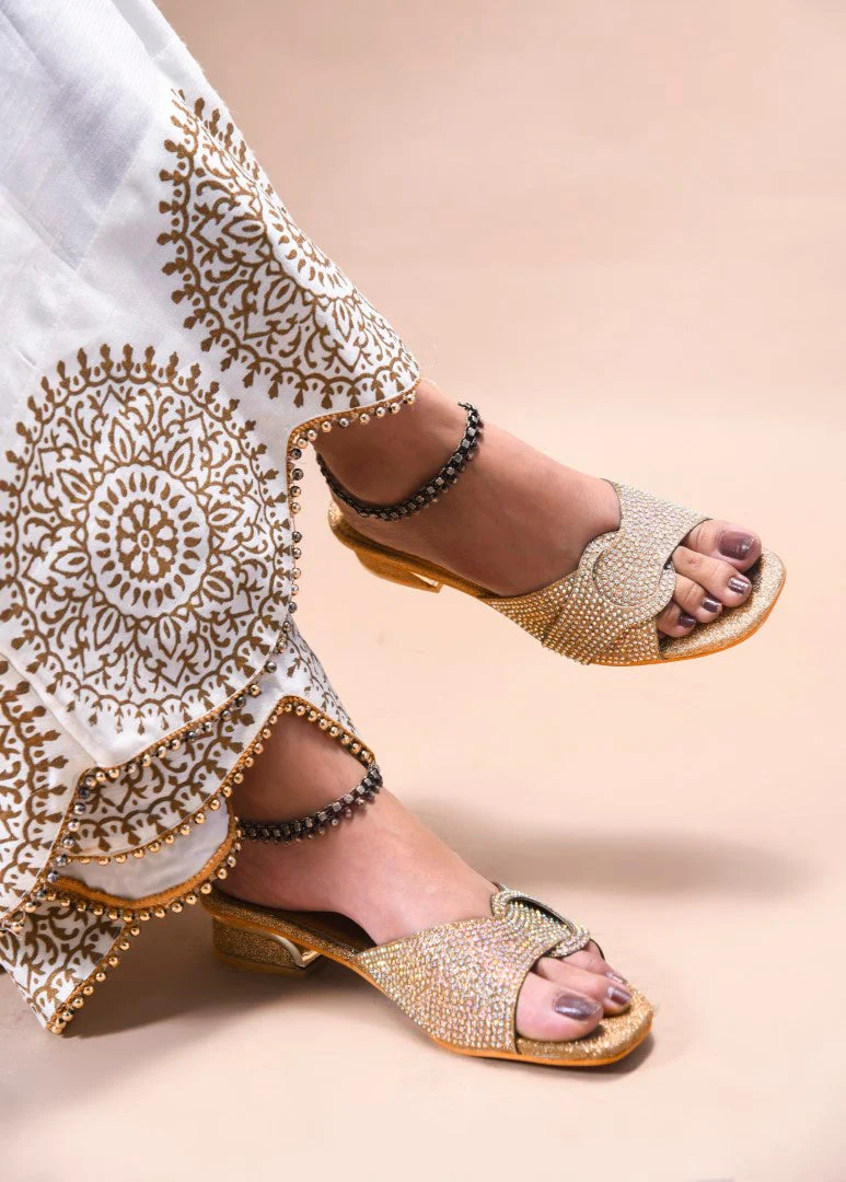 JM Looks Women's Embellished Buckle Detail Mules - Image 2