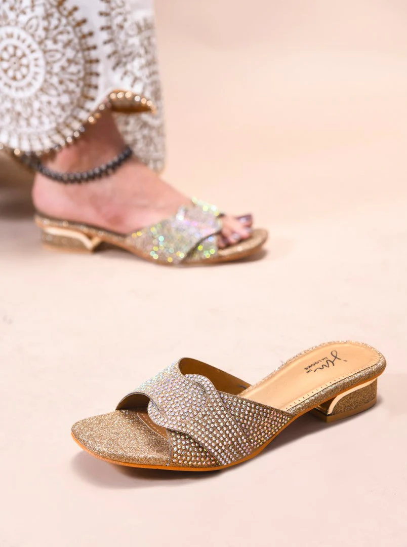 JM Looks Women's Embellished Buckle Detail Mules - Image 4