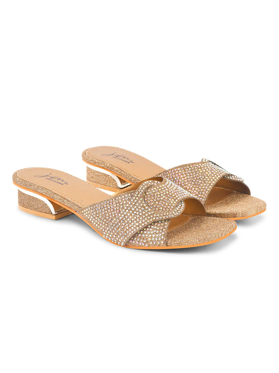 JM Looks Women's Embellished Buckle Detail Mules - Image 5