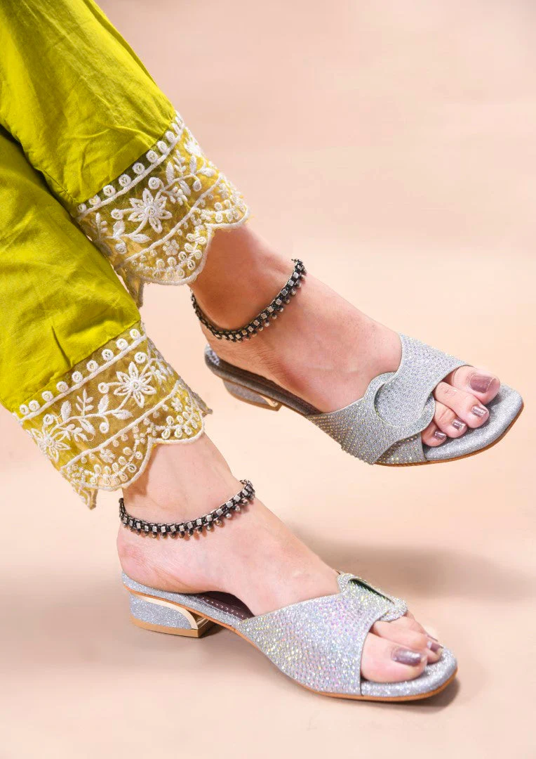 JM Looks Women's Embellished Buckle Detail Mules - Image 9