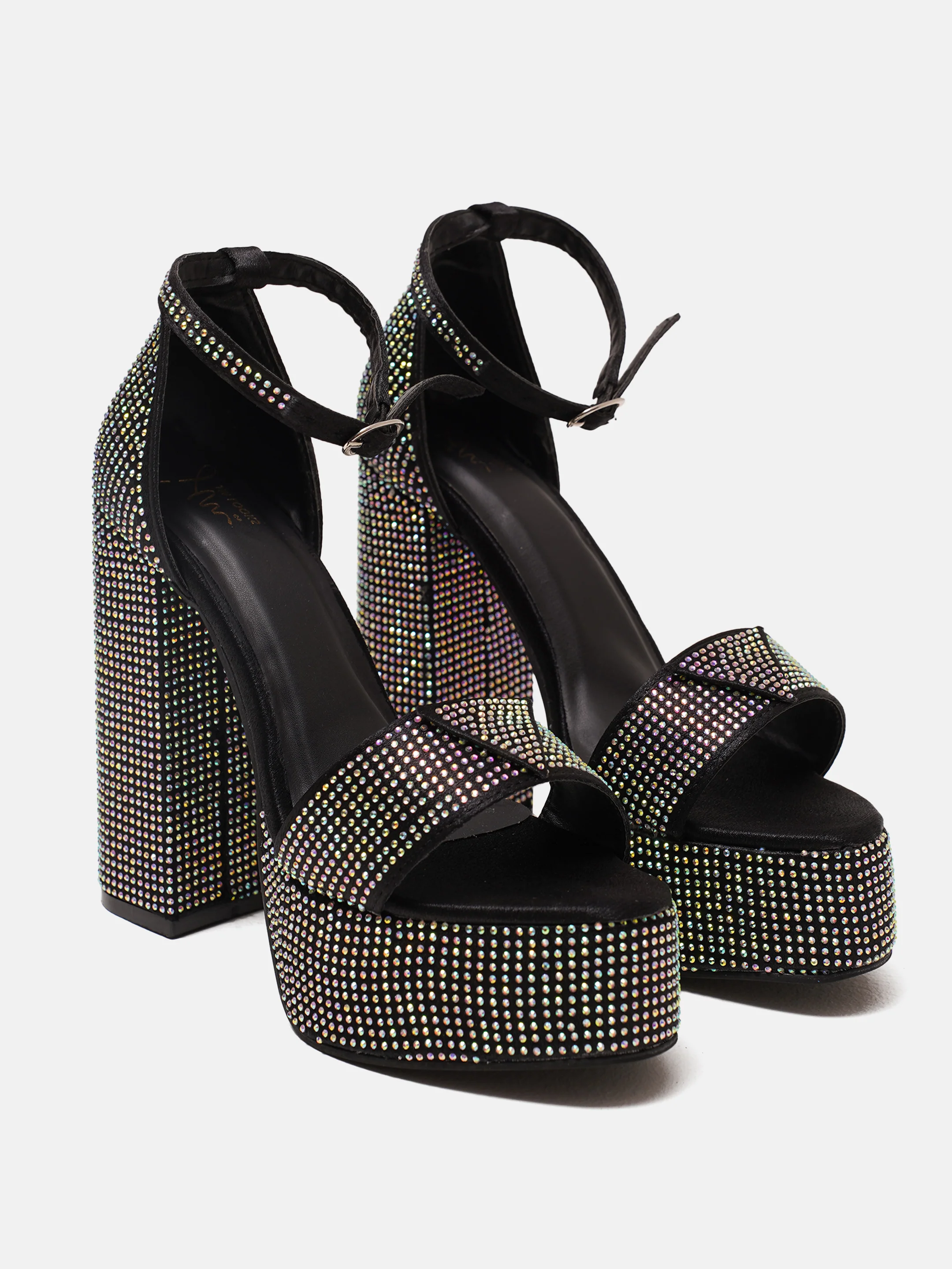 Embellished Platform Block Heel Sandals with Ankle Strap - Image 2
