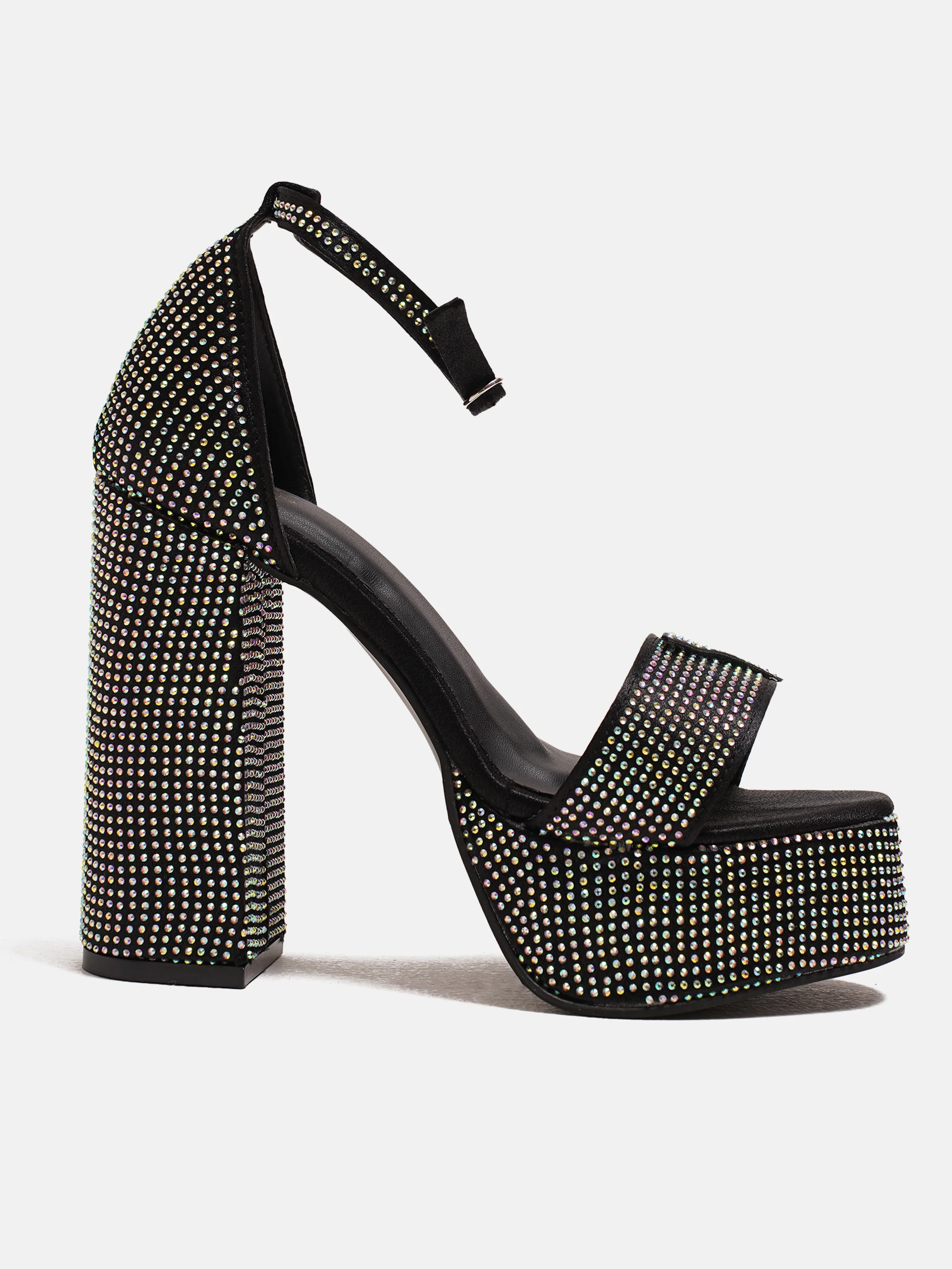 Embellished Platform Block Heel Sandals with Ankle Strap - Image 4