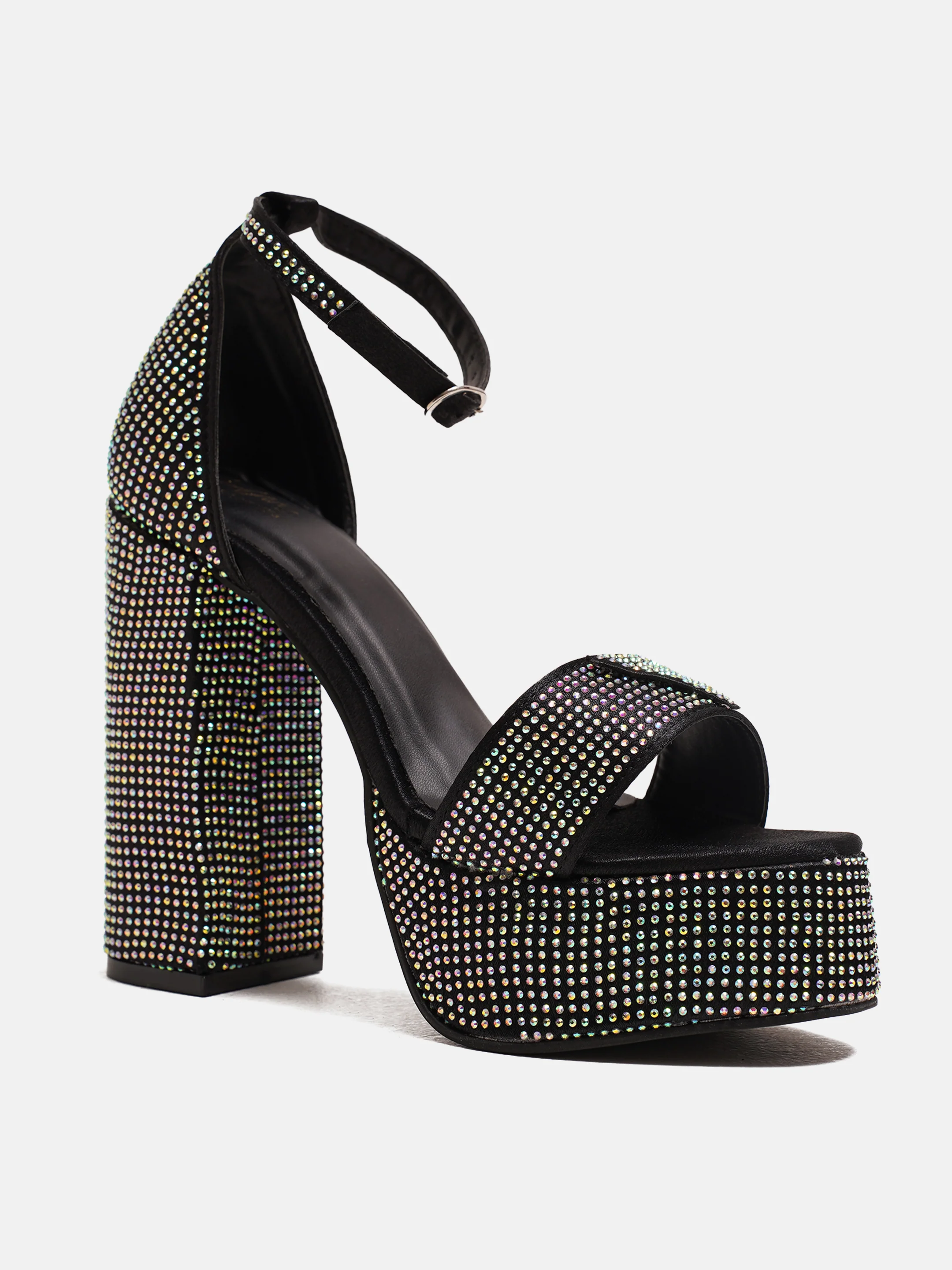 Embellished Platform Block Heel Sandals with Ankle Strap - Image 5