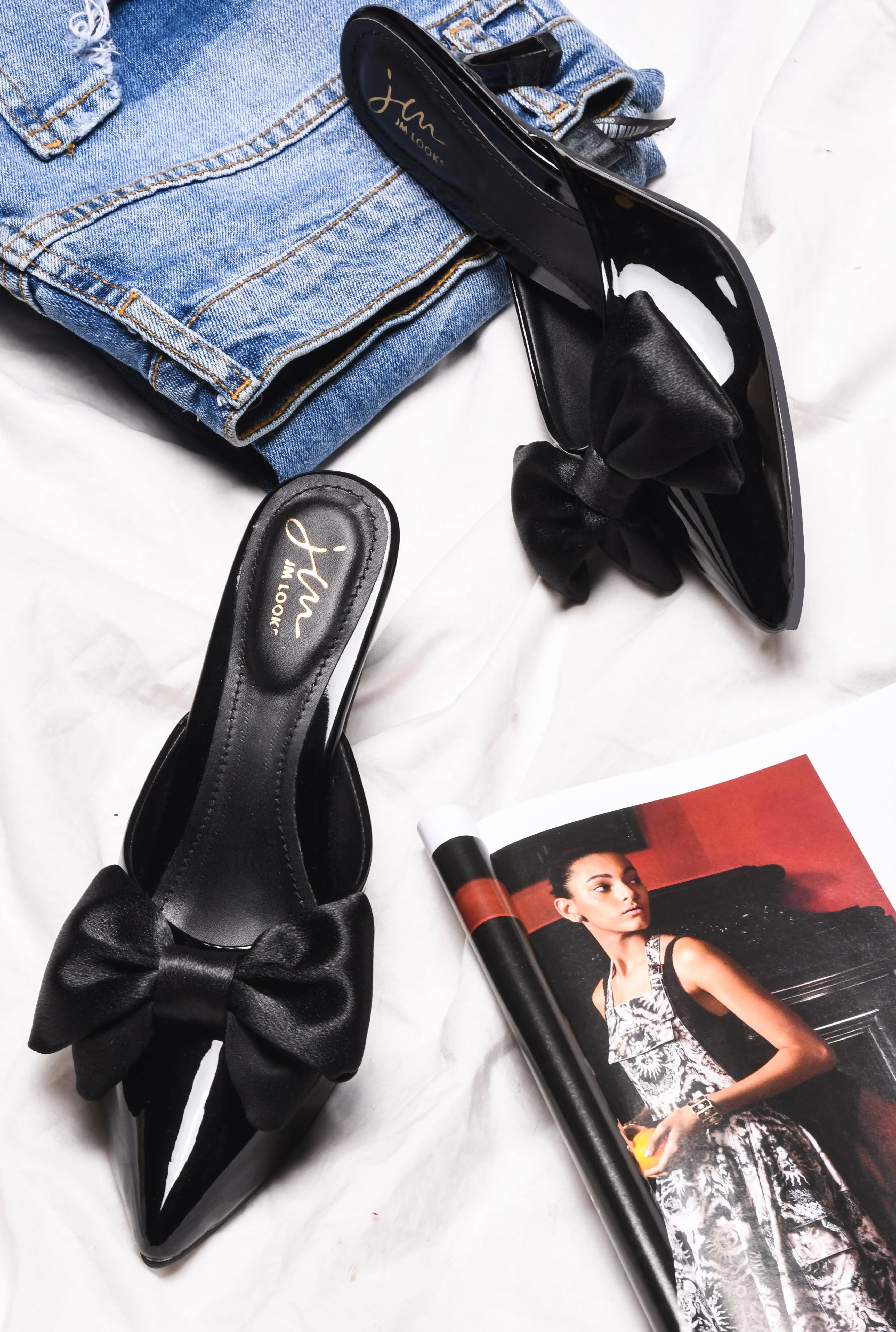 Jm Looks Women's Bow Detail Pointed Heels