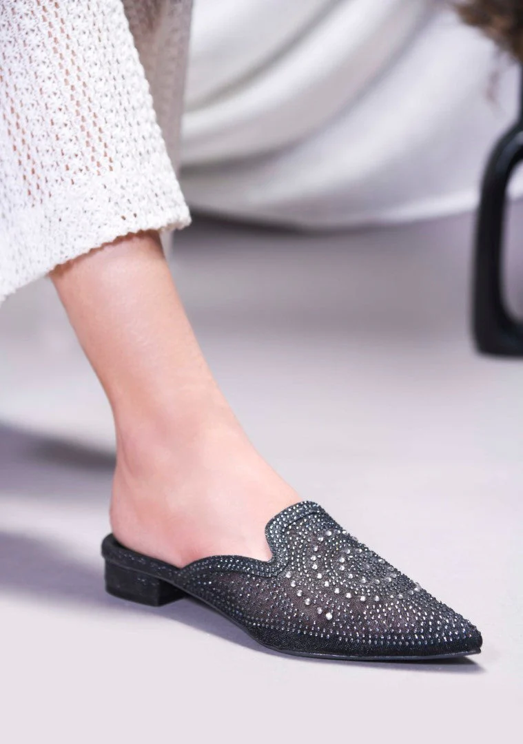 JM Looks Women's Embellished Pointed Toe Mules - Image 2