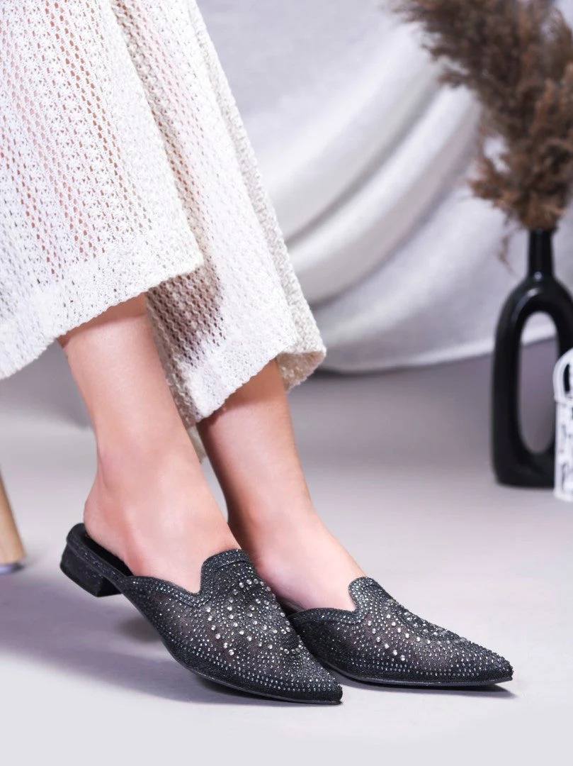 JM Looks Women's Embellished Pointed Toe Mules - Image 3