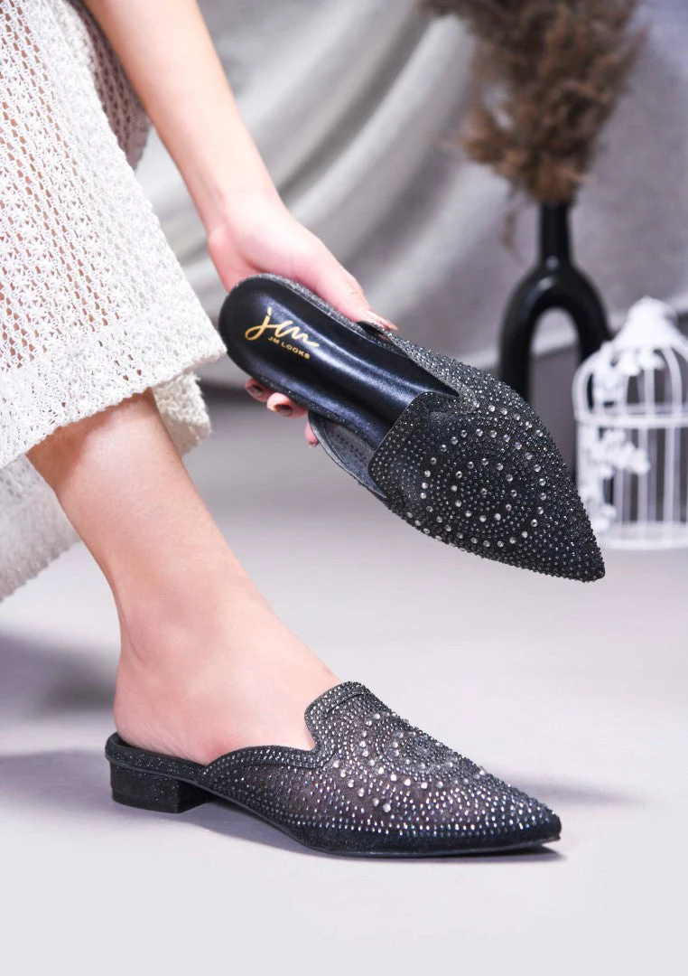 JM Looks Women's Embellished Pointed Toe Mules - Image 4