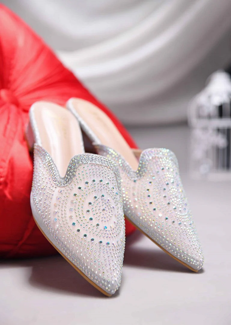 JM Looks Women's Embellished Pointed Toe Mules - Image 7