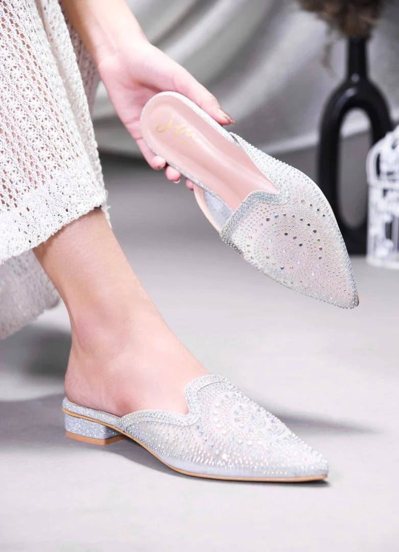 JM Looks Women's Embellished Pointed Toe Mules - Image 8