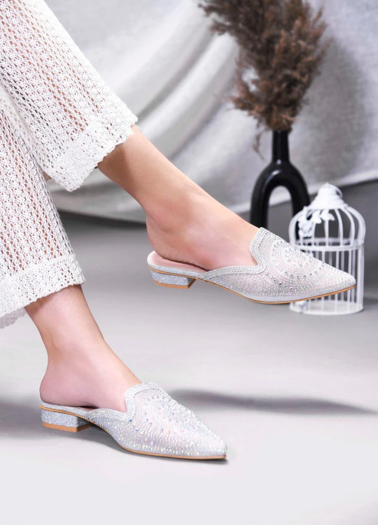 JM Looks Women's Embellished Pointed Toe Mules - Image 9
