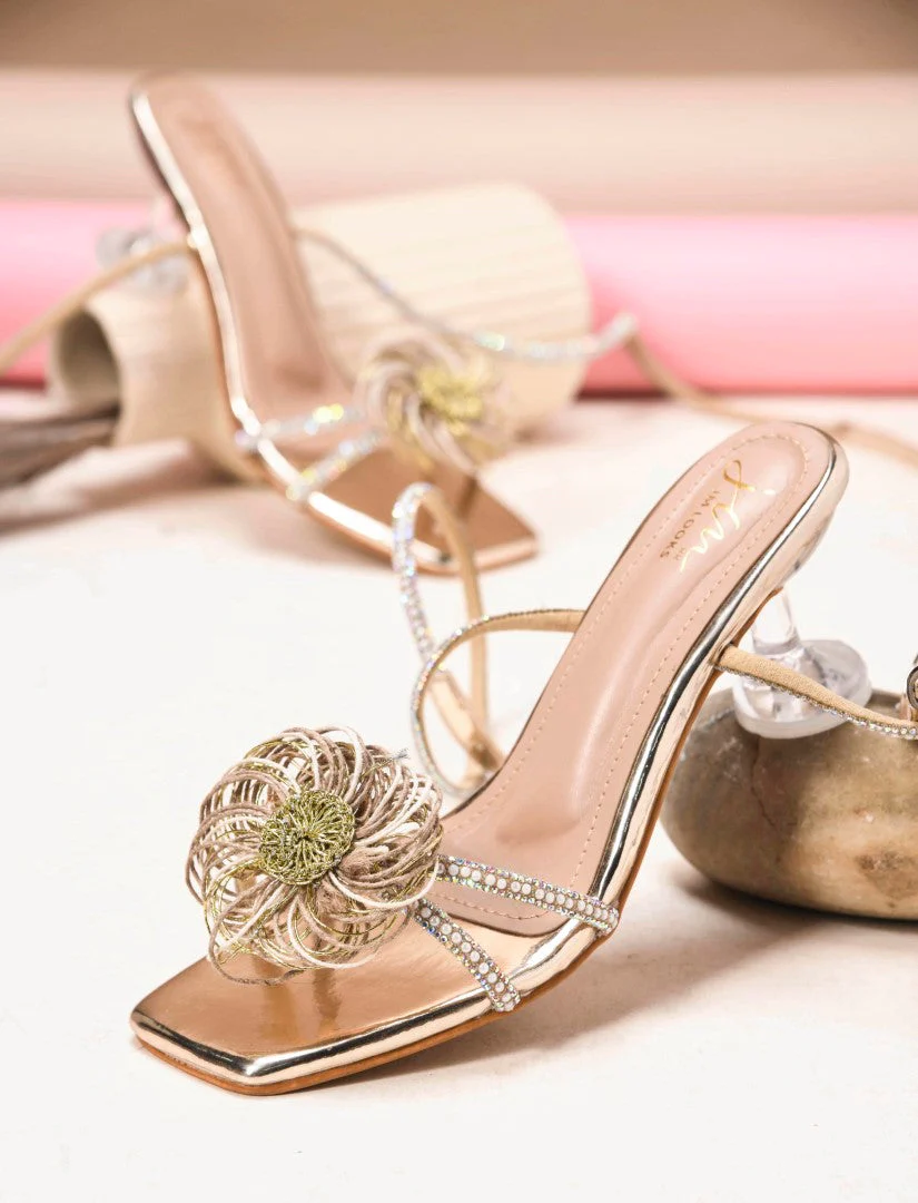Jm Looks Floral Embellished Stiletto Heels - Image 3