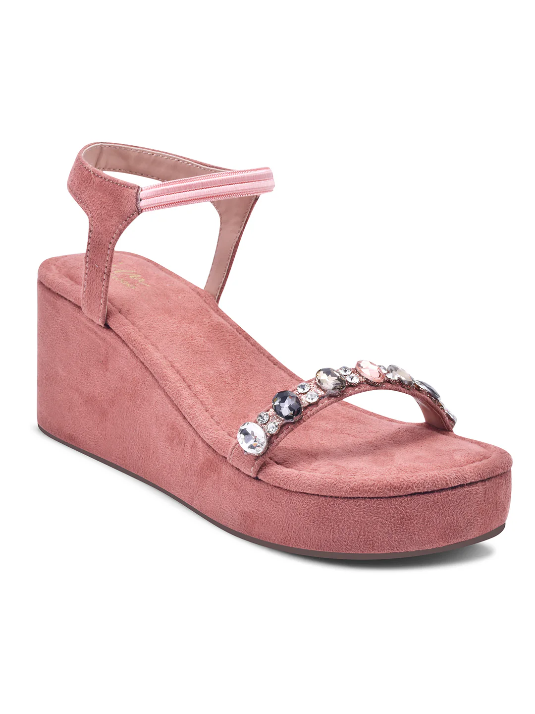 Embellished Suede Wedge Sandals with Ankle Strap - Image 18