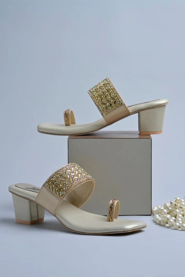 Jm Looks Embellished Block Heel Sandals for Women & Girls