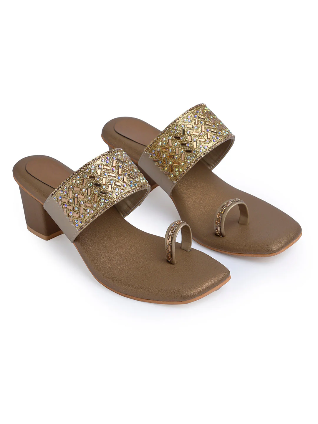 Jm Looks Embellished Block Heel Sandals for Women & Girls - Image 14