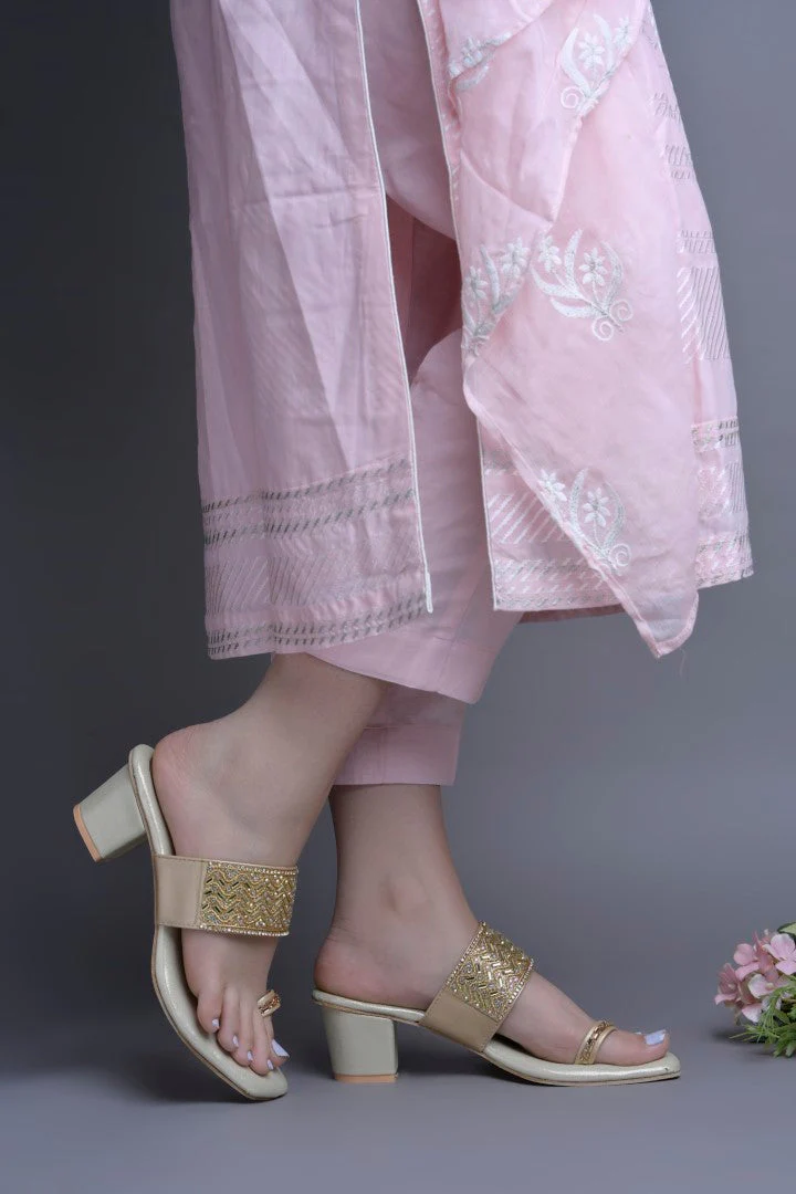 Jm Looks Embellished Block Heel Sandals for Women & Girls - Image 3