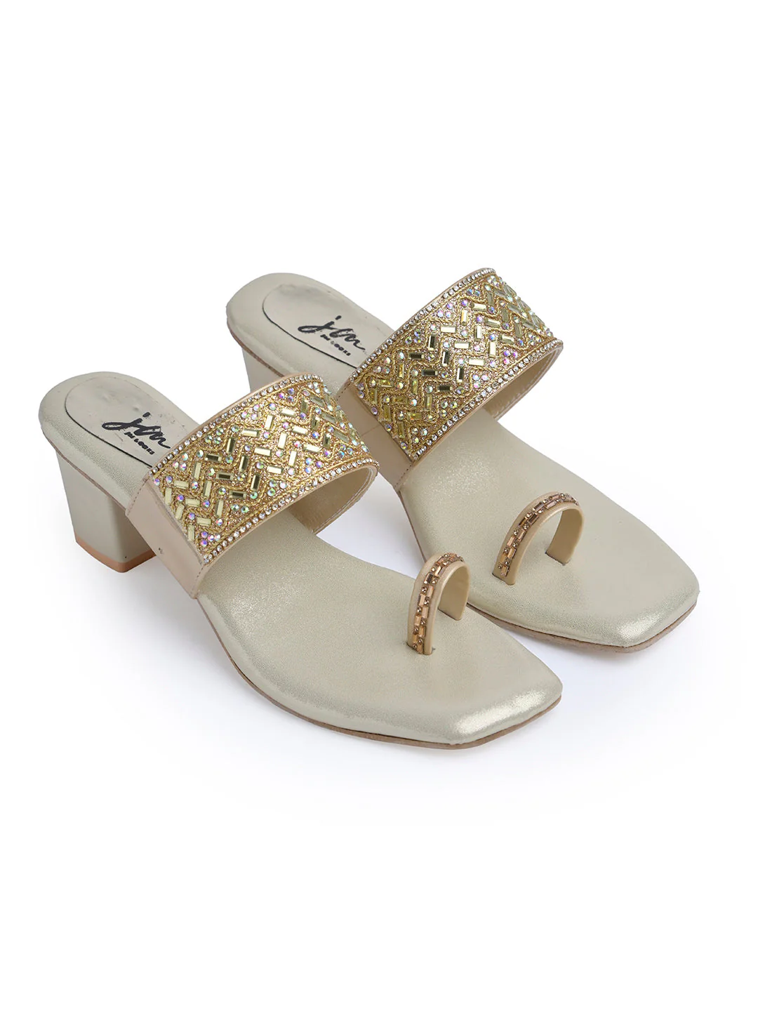 Jm Looks Embellished Block Heel Sandals for Women & Girls - Image 6
