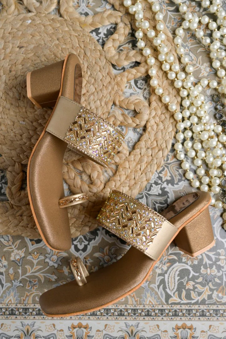 Jm Looks Embellished Block Heel Sandals for Women & Girls - Image 9