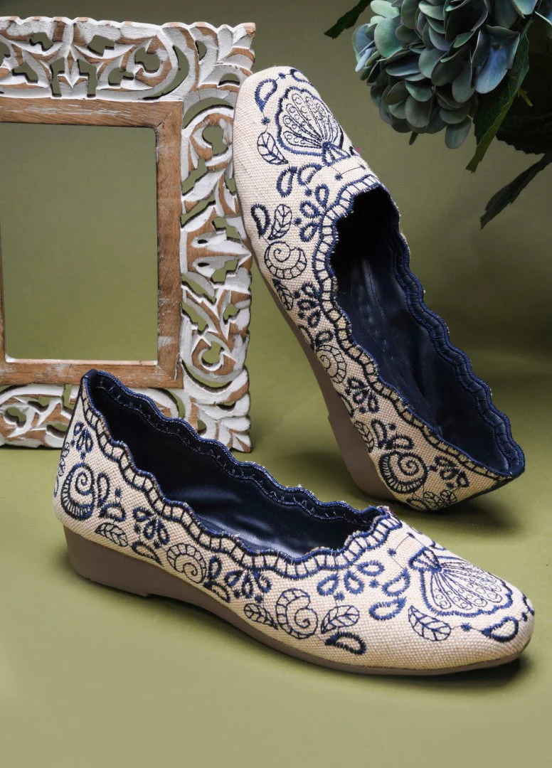 Embroidered Bellie Slip-On Flats