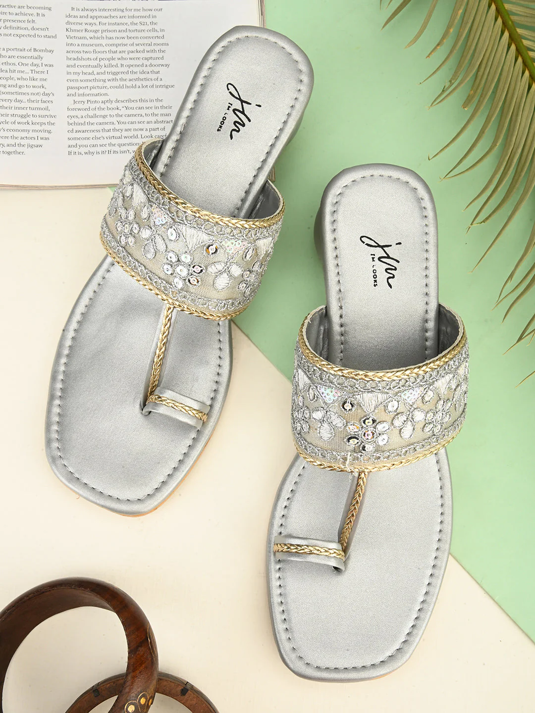 Jm Looks Women's Embellished Toe-Ring Heel Sandals - Image 3