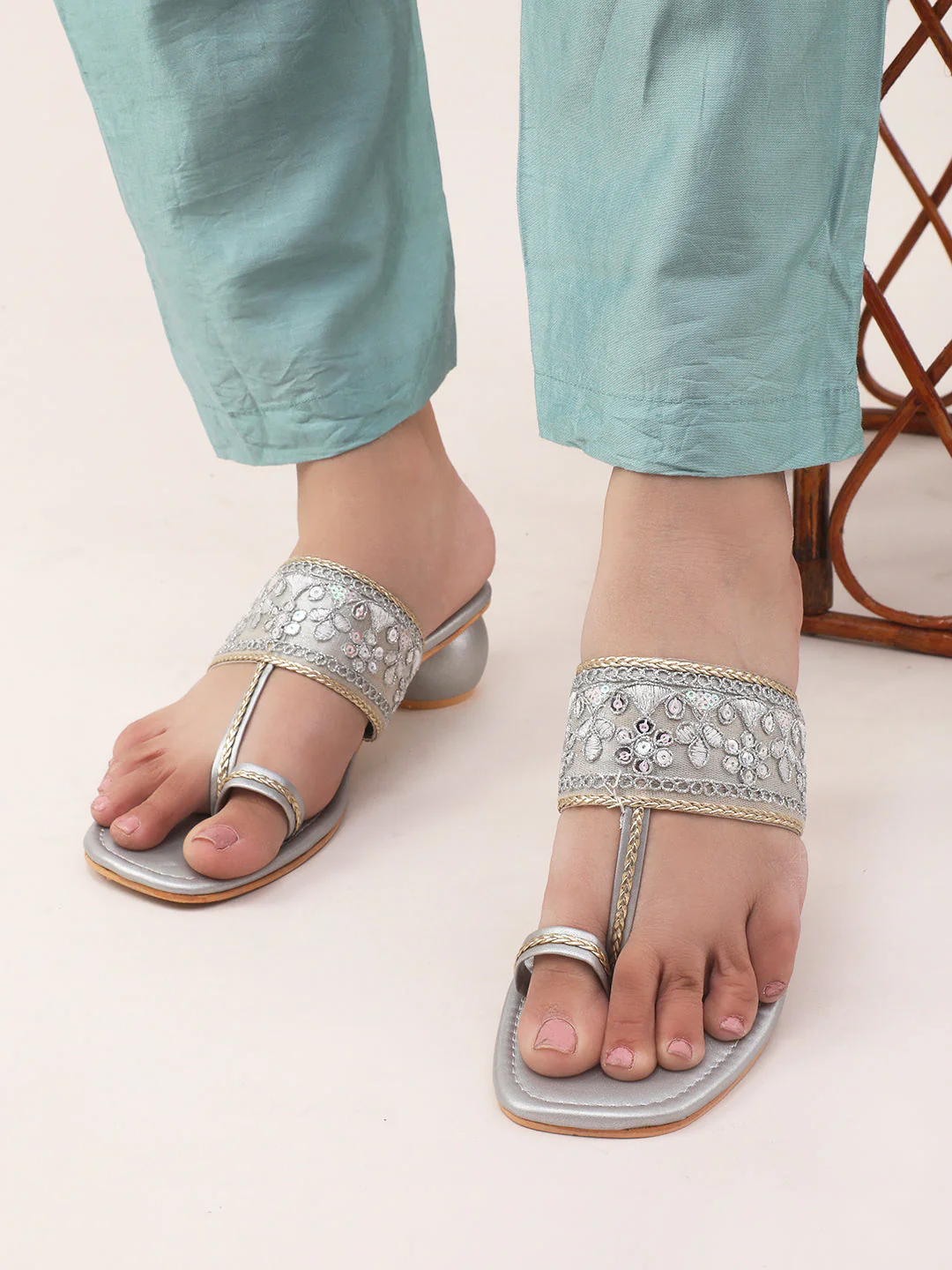 Jm Looks Women's Embellished Toe-Ring Heel Sandals - Image 5
