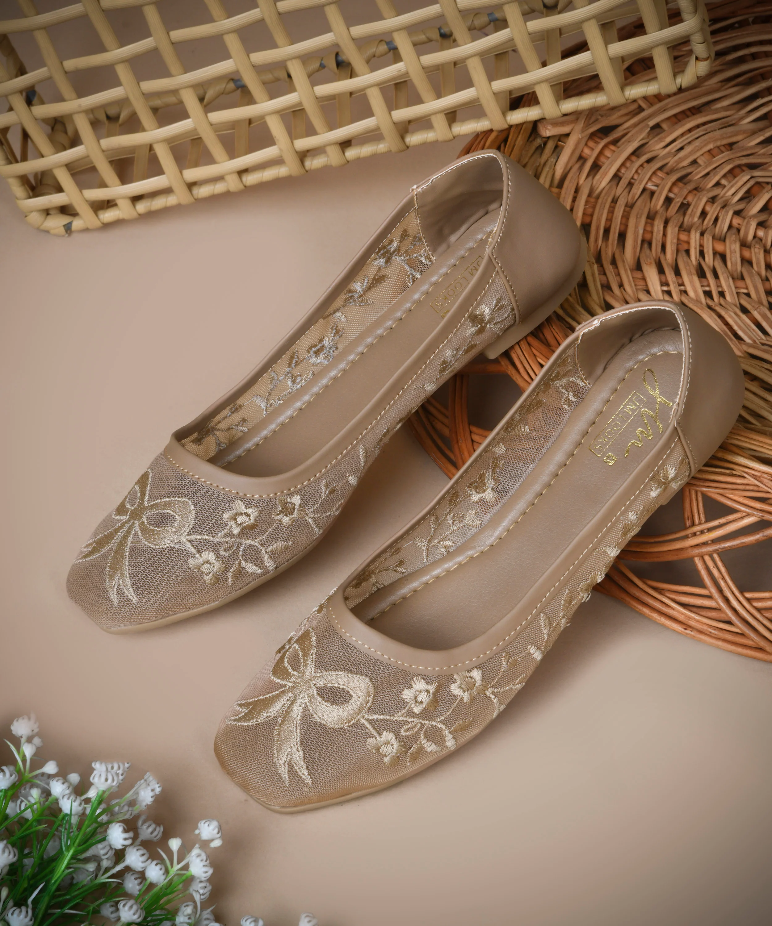 Embroidered Slip-On Ballerinas with Comfortable Fit