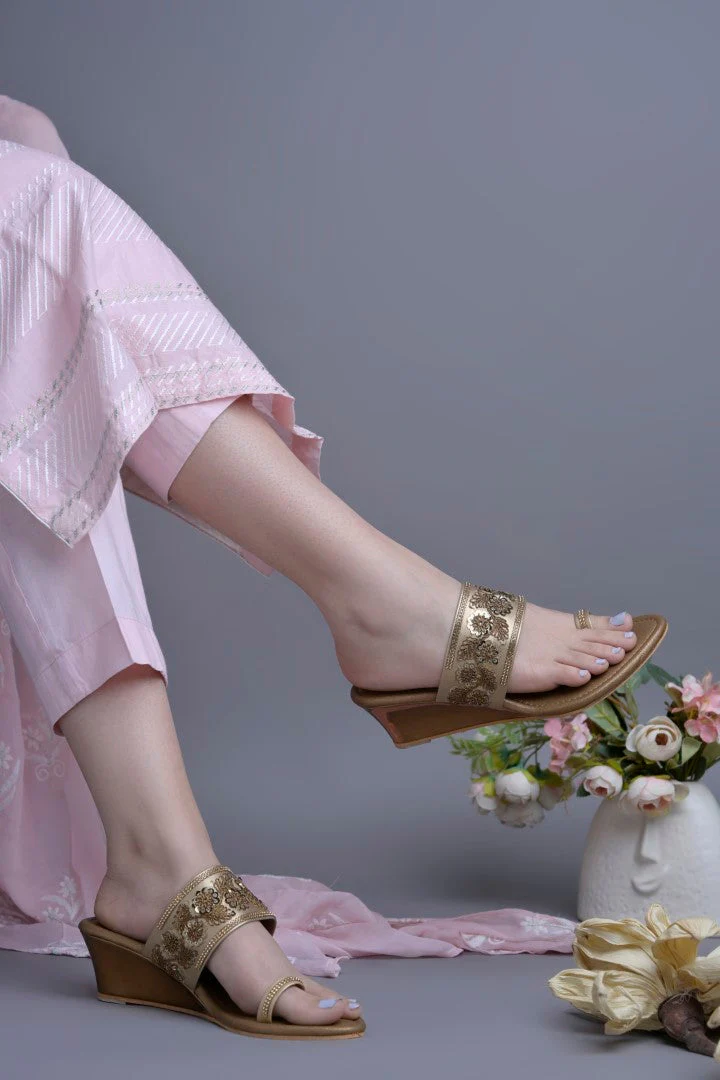 Jm Looks Embroidered Wedge Sandals for Women & Girls - Image 10