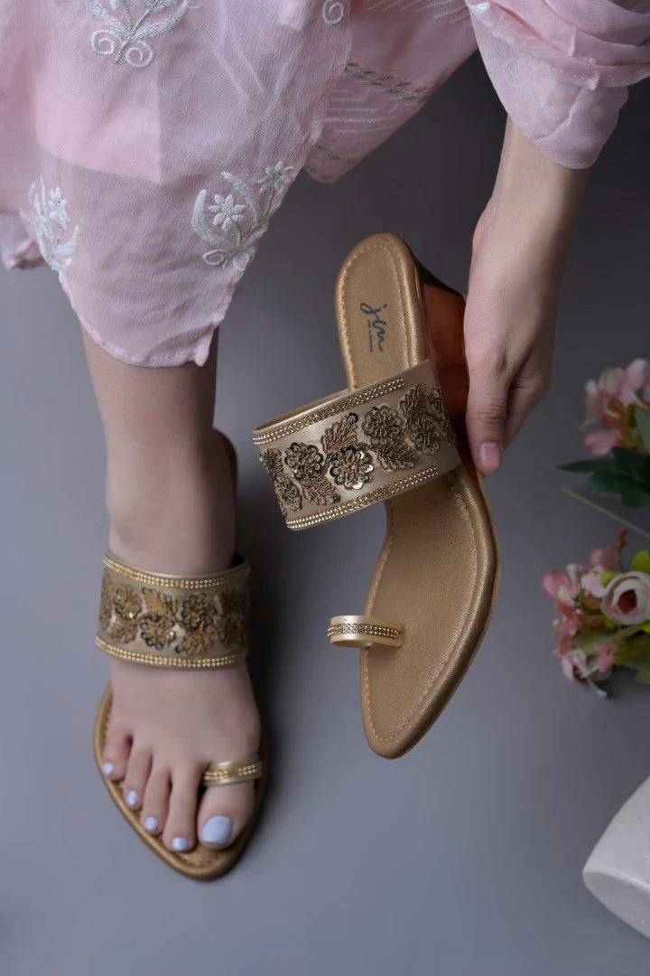 Jm Looks Embroidered Wedge Sandals for Women & Girls - Image 11