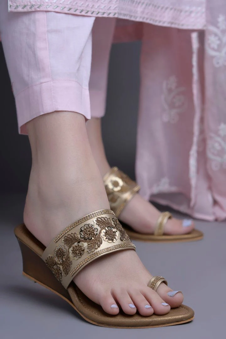 Jm Looks Embroidered Wedge Sandals for Women & Girls - Image 12