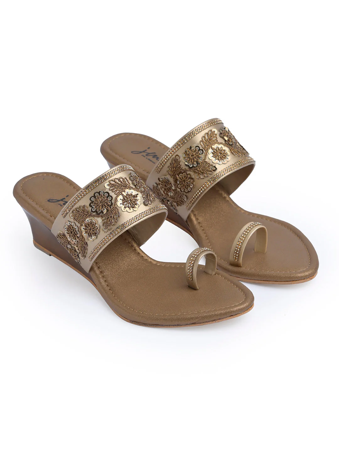 Jm Looks Embroidered Wedge Sandals for Women & Girls - Image 13