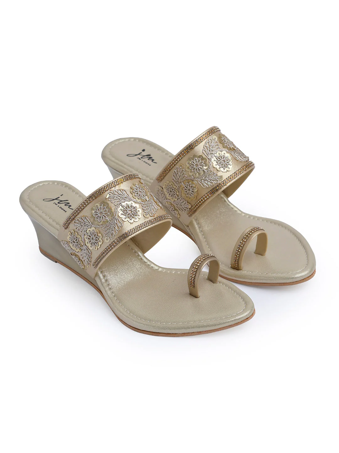 Jm Looks Embroidered Wedge Sandals for Women & Girls - Image 21