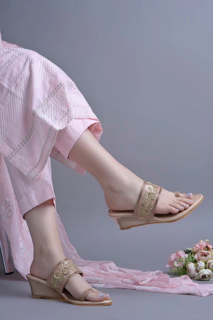 Jm Looks Embroidered Wedge Sandals for Women & Girls - Image 5