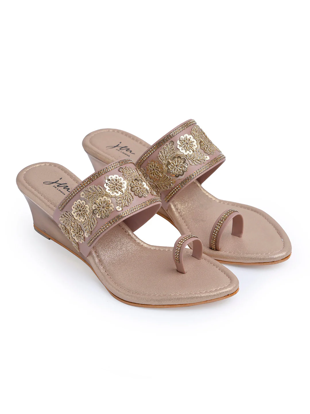 Jm Looks Embroidered Wedge Sandals for Women & Girls - Image 6