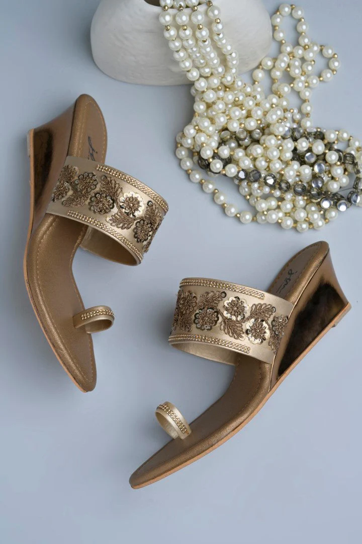 Jm Looks Embroidered Wedge Sandals for Women & Girls - Image 9