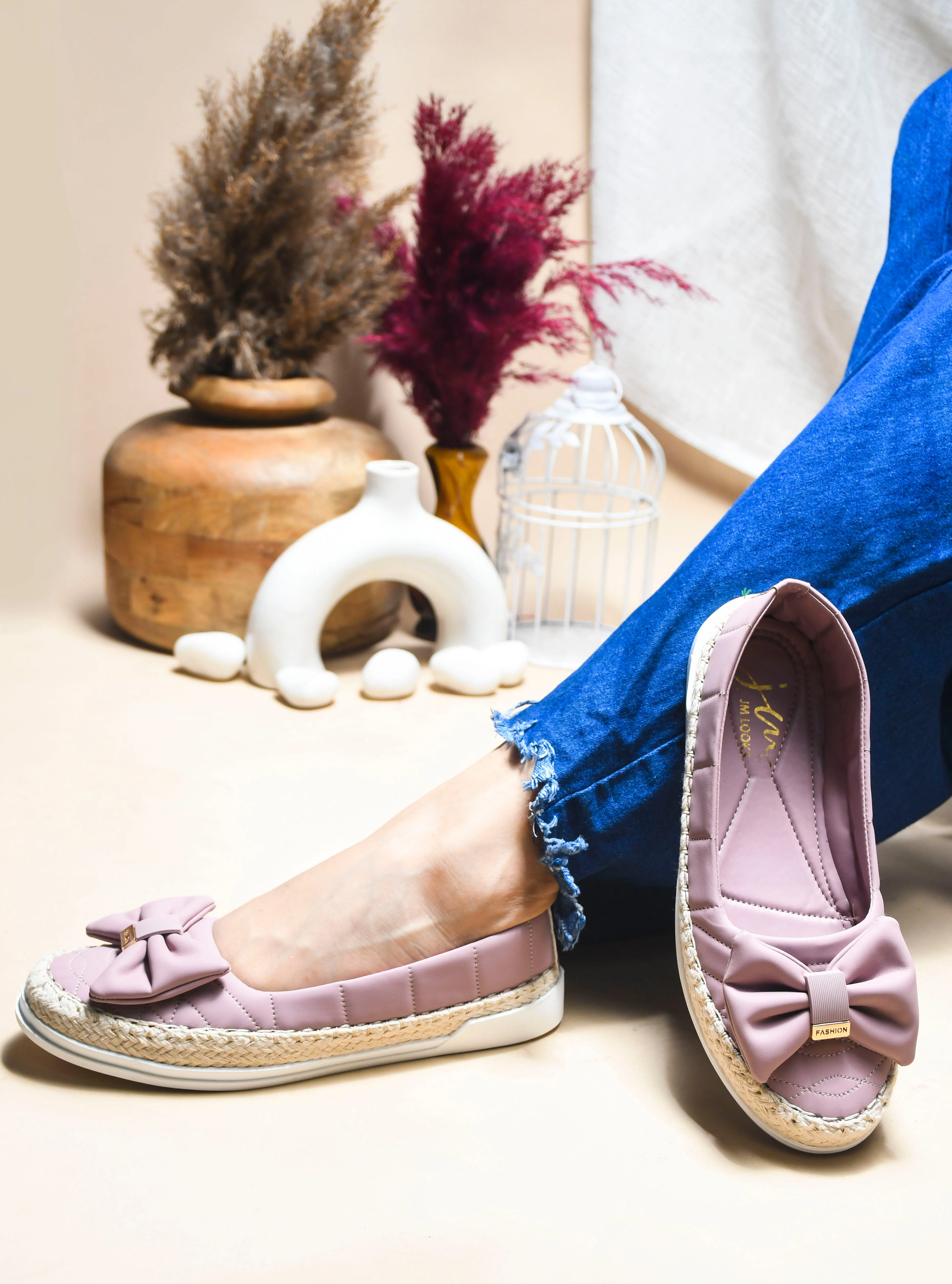 JM Looks Quilted Espadrille Bow Loafers - Image 10