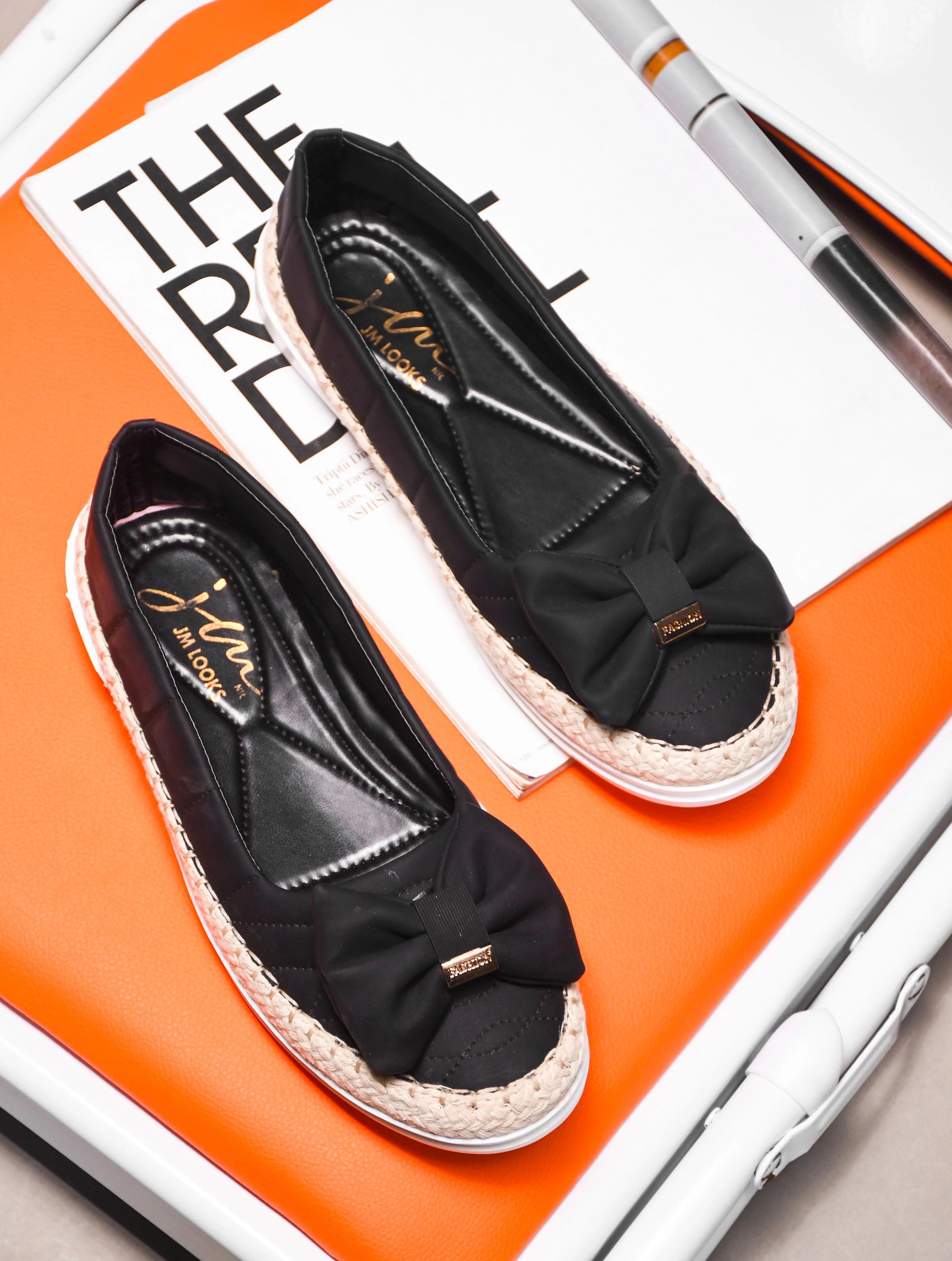 JM Looks Quilted Espadrille Bow Loafers - Image 13